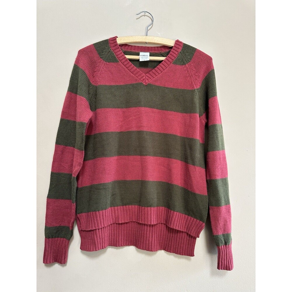 Nightmare on Elm Street Freddy‎ Krueger V-Neck Sweater Women's Size Small Stripe